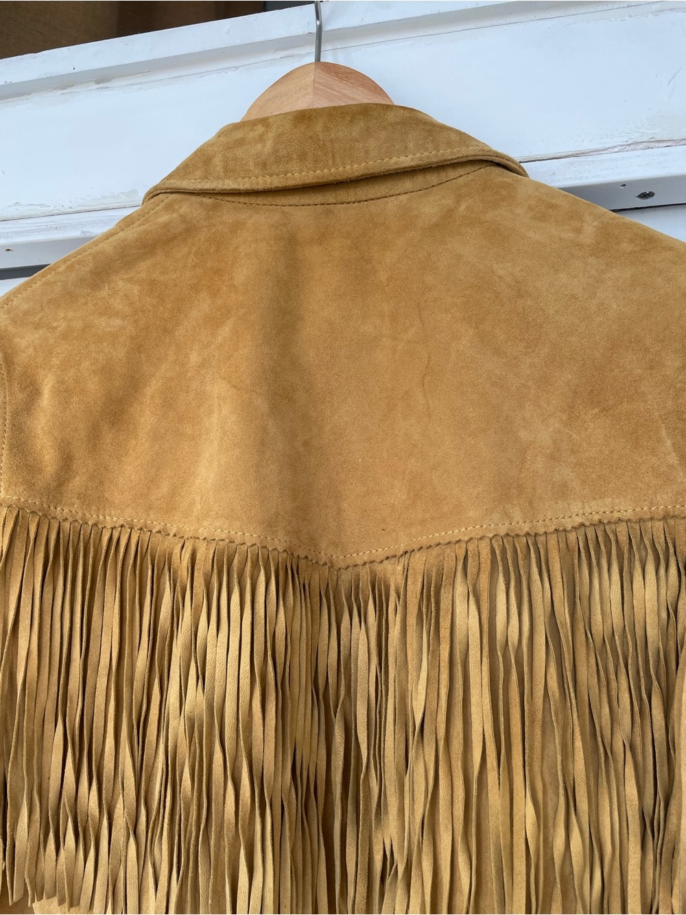 All Saints Suede Fringe Jacket - Tan - Picture 4 of 7
